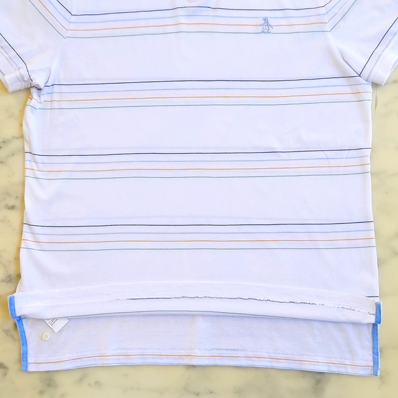 NWOT. Original Penguin Short Sleeve Polo Shirt w/embroidered logo & color stripe - Picture 4 of 6